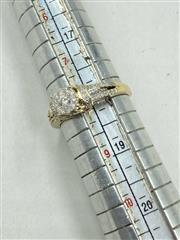 10K Yellow Gold & Diamond Engagement Ring 43 Diamonds Approx.370 Carat T.W. 2.5g